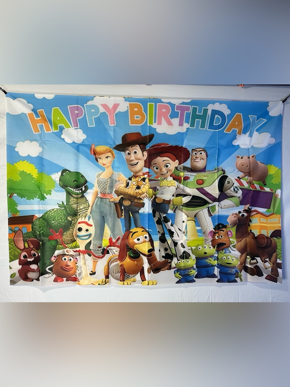 Toy Story Happy Birthday Backdrop Banner 5x3Ft.